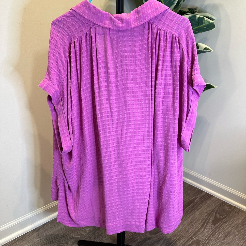 Wonderly Vibrant Purple V-Neck Blouse - Picture 2 of 2